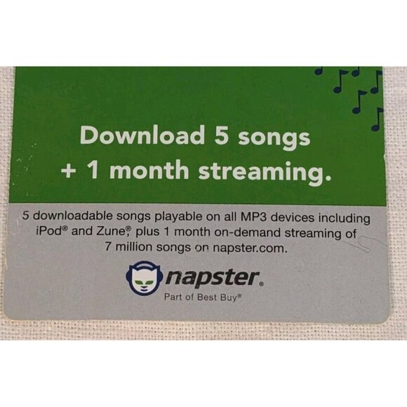 2009 Napster Music Card Download Streaming Best Buy Collectible No Value Green - Picture 5 of 9